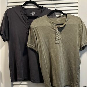 J. Crew Men's Henley Shirts - charcoal and Olive
